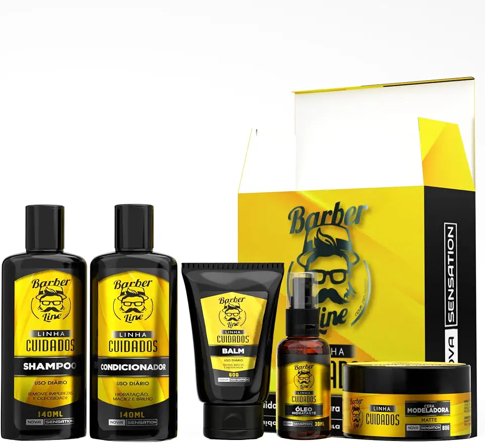 Kit Para Barba Shampoo, Condicionador, Balm, Óleo E Cera (Sem máquina)