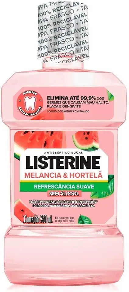 LISTERINE® Melancia & Hortelã Enxaguante Bucal Sem Álcool, 250mL