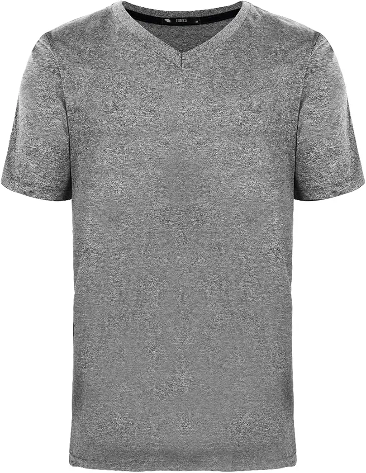 Camiseta Masculina Meia Malha Slim Fit Lisa Básica, Gola V