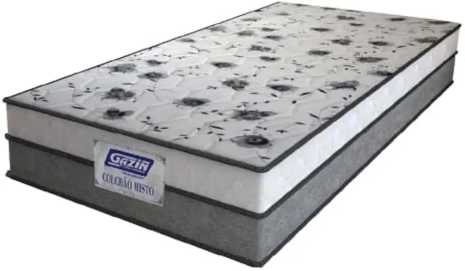 Colchão Solteiro Espuma D33 Fort 88x188x21cm Cinza/Branco Gazin - Suporta até 100kg por Pessoa