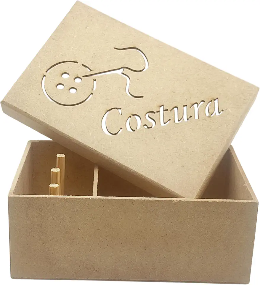 Caixa Costura, Caixa Para Costura SO1429 Monte Seu Kit Costura com essa Linda Caixa Organizadora Compacta em MDF. Armazene Seus Itens de Costura, Como Agulhas, Linhas, Tesouras, Dedais e Botões.