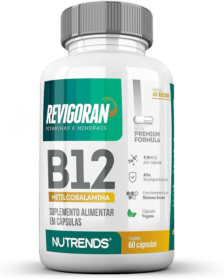 Revigoran Vitamina B12 Metilcobalamina 9,9mcg 413% 60 cápsulas, Nutrends