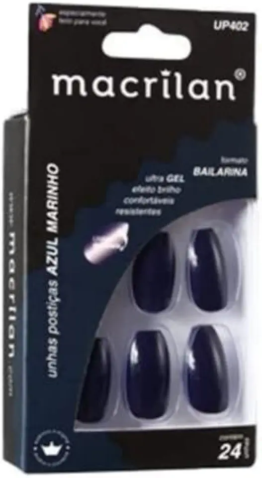 Unhas Postiças Estilo Bailarina - Azul Marinho - Up402, Macrilan