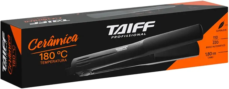 Chapinha Taiff Cerâmica Profissional Alisadora Perfil Anodizado Preto Clássica 180°C