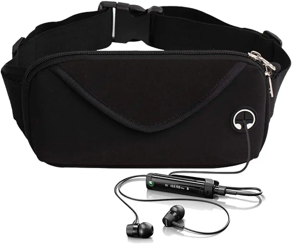 Pochete Corrida Celular Exercicios Academia Impermeavel Slim Pochete de cintura esportiva slim para corrida (Preta)