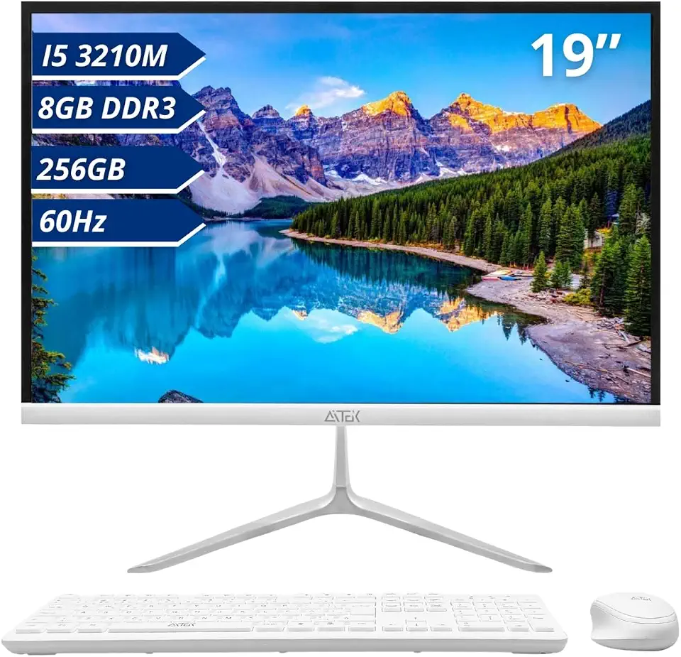 Computador All In One 19" Intel I5 3ª Geração, 8GB RAM/SSD 256GB, Tela LED LCD Full HD 60Hz 5ms, Completo com Alto Falante Integrado Teclado e Mouse, para Escritório Trabalho Home Office