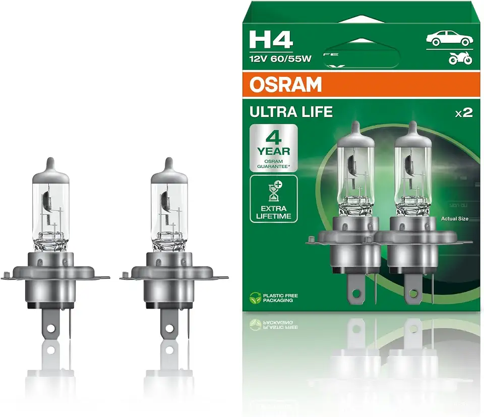 PAR LAMPADA OSRAM H4 ULTRA LIFE 3200K 12V 55W GARANTIA 4 ANOS