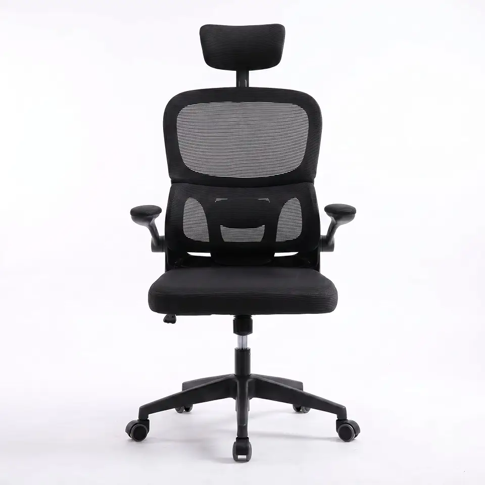Cadeira de Escritório Ergonômica Ergoform — Encosto Alto em Tela Mesh, Apoio de Cabeça Ajustável, Braços Rebatíveis Flip-Up e Mecanismo Reclinável