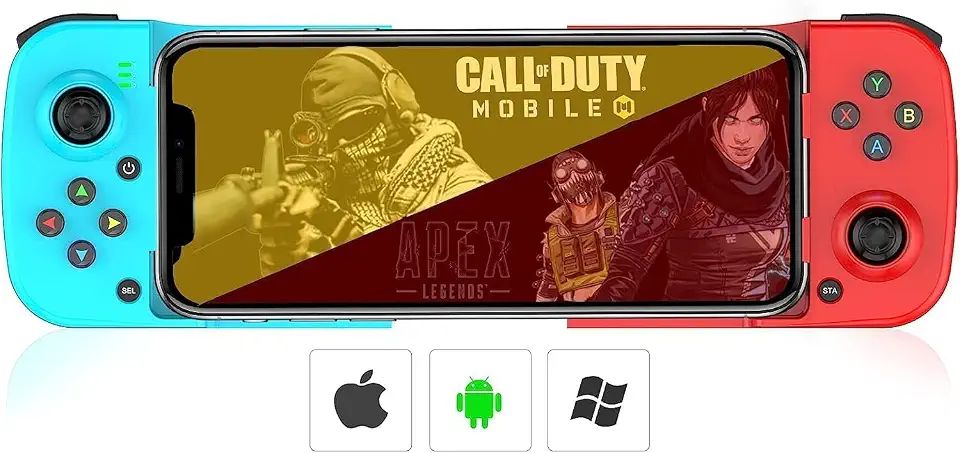 Gamepad para Celular - Controle Sem Fio Bluetooth - Compatível com Android e iOS - Recarregável via USB - Joystick Ergonômico - Suporte para Smartphone Integrado - beplace