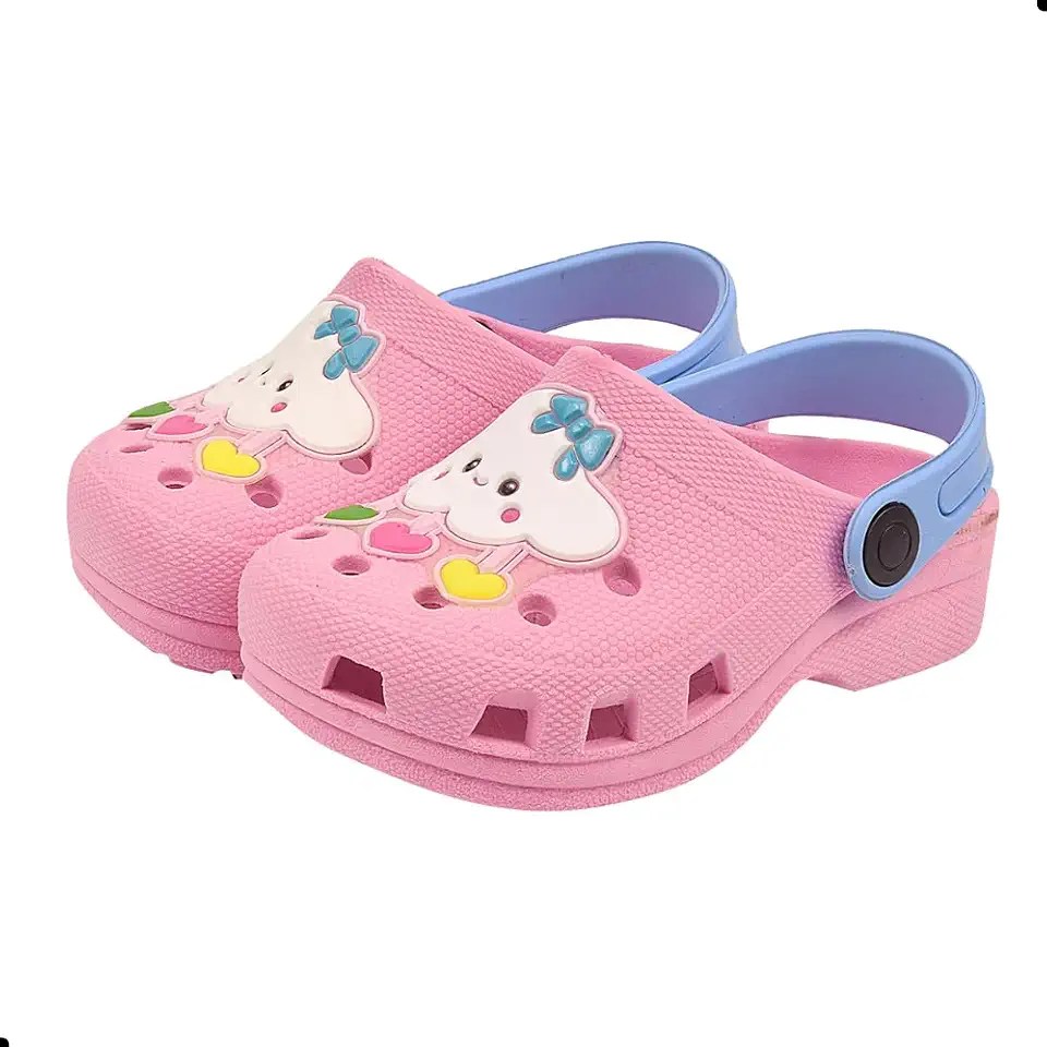 Babuche Rosa Sandália Infantil Menina Chuva de Amor Dulupé, Anatômico, Leve Antiderrapante e Macio