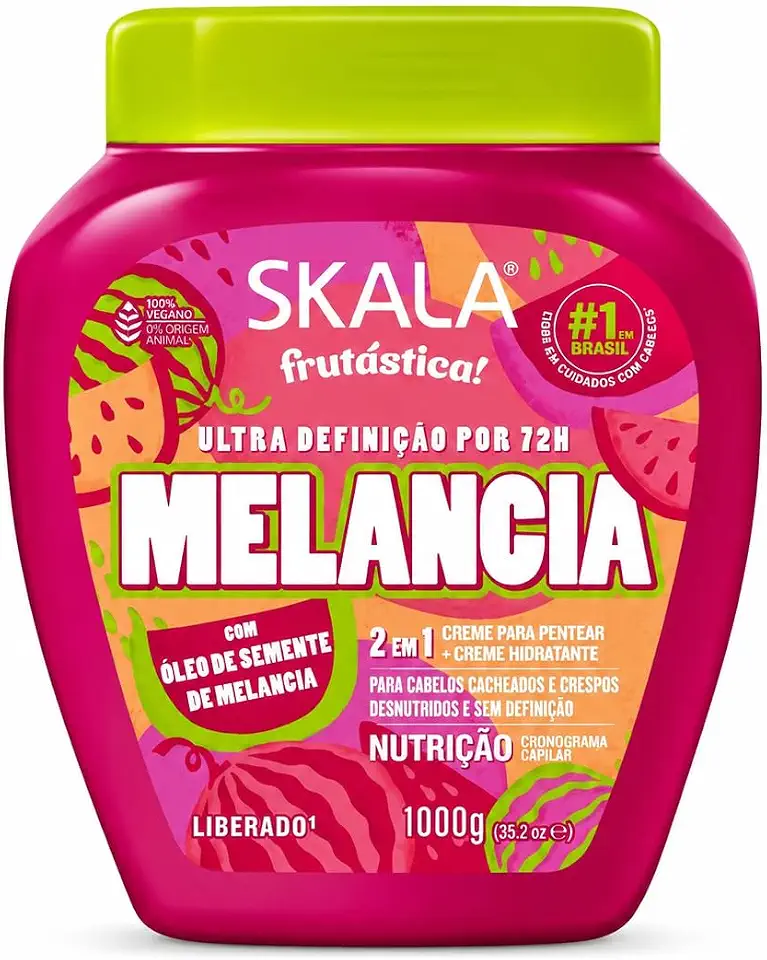 SKALA Frutástica! Creme de Melancia 2 em 1 para Pentear e Hidratante, Ultra Definição por 72h, Vegano, 1000g