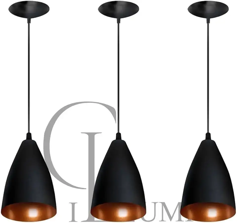 Kit 3 Pendentes Vegas (preto Textura/Bronze)