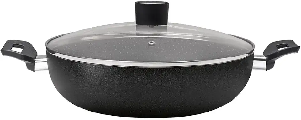 Wok com Tampa e Alças Brinox Ceramic Life Naturalle Ø28cm 3,55L Preto Ebony