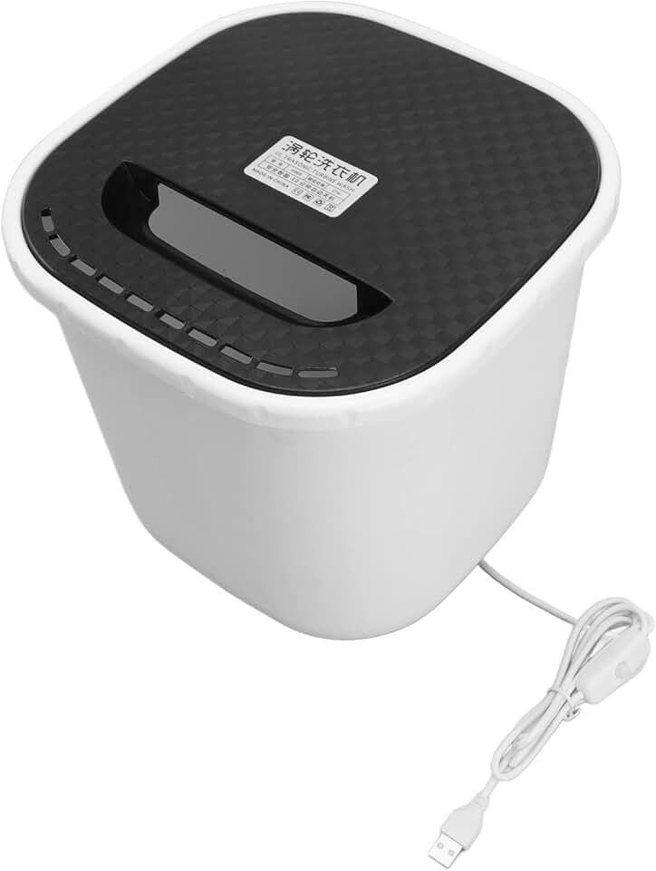 Syrisora Mini máquina de lavar 6L com rotação frontal e reversa, fonte de alimentação USB, desligamento automático, mini lavadora de roupa íntima portátil