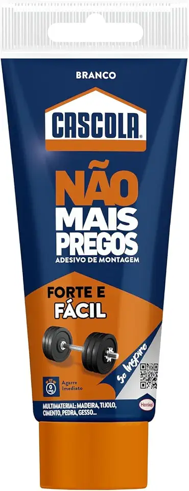 Cascola Não Mais Pregos, Adesivo de Montagem para Serviços Pesados, Cola Forte pra Madeira, Cerâmica, Metal & Mais, Adesivo de Fixação Instantânea Branco, Tubo de 1x85g
