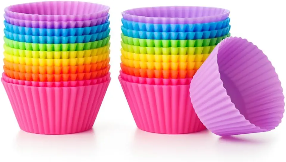 Kit 12 Formas de Silicone para Muffin, Assadeira, Air Fryer, Bolinho, Cupcake, Cores Variadas, Resistente a Temperatura, Forminhas, Livre de BPA Premium