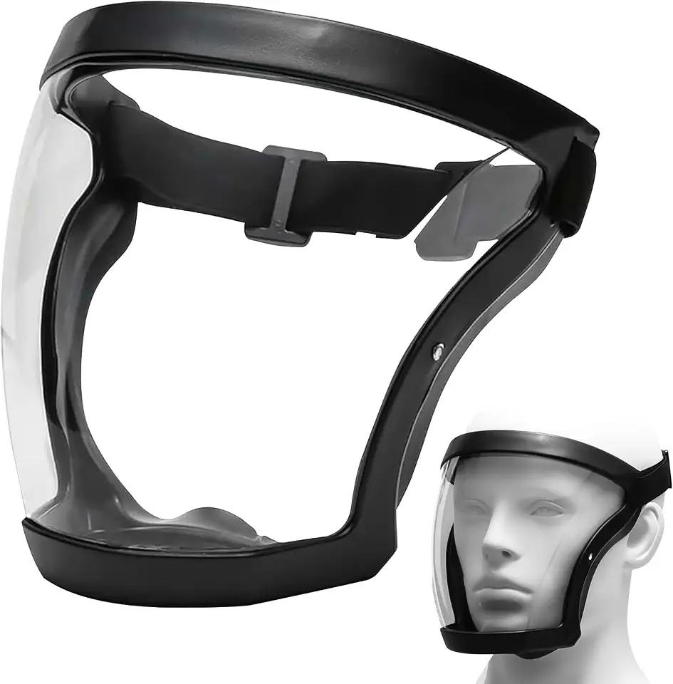 Viseira de Proteção Facial Transparente Antiembaçante, Máscara de Segurança com Proteção para Olhos, Nariz e Boca, Ideal para Roçadeira, Jardinagem, Corte de Grama, Airsoft e Trabalhos Externos