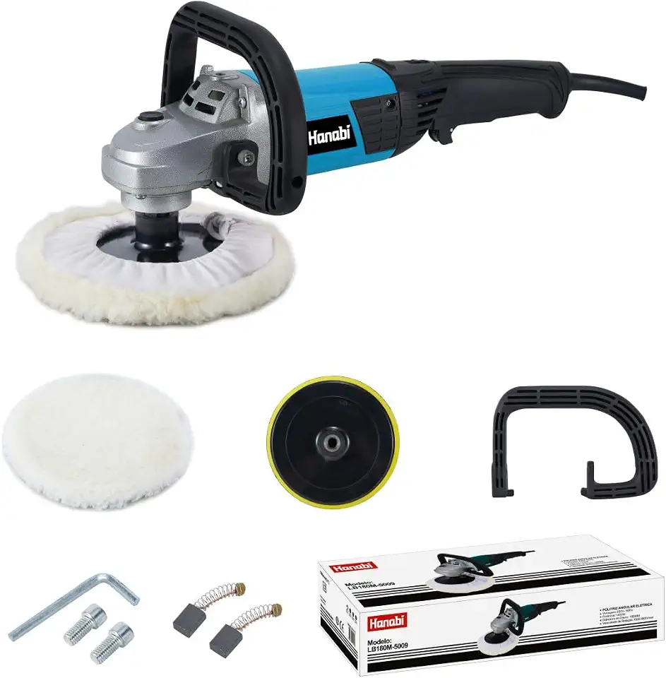Hanabi Politriz Automotiva 110v Roto Orbital 1400w com Regulagem de Velocidade, Politriz Lixadeira 180mm 7 Polegadas 3000 RPM