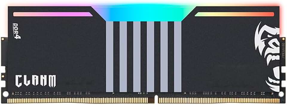 Memória RAM CLANM DDR4 8GB 3200MHz CL19 com Dissipador Preto e Iluminação RGB Desempenho para PC Gamer e Multitarefas