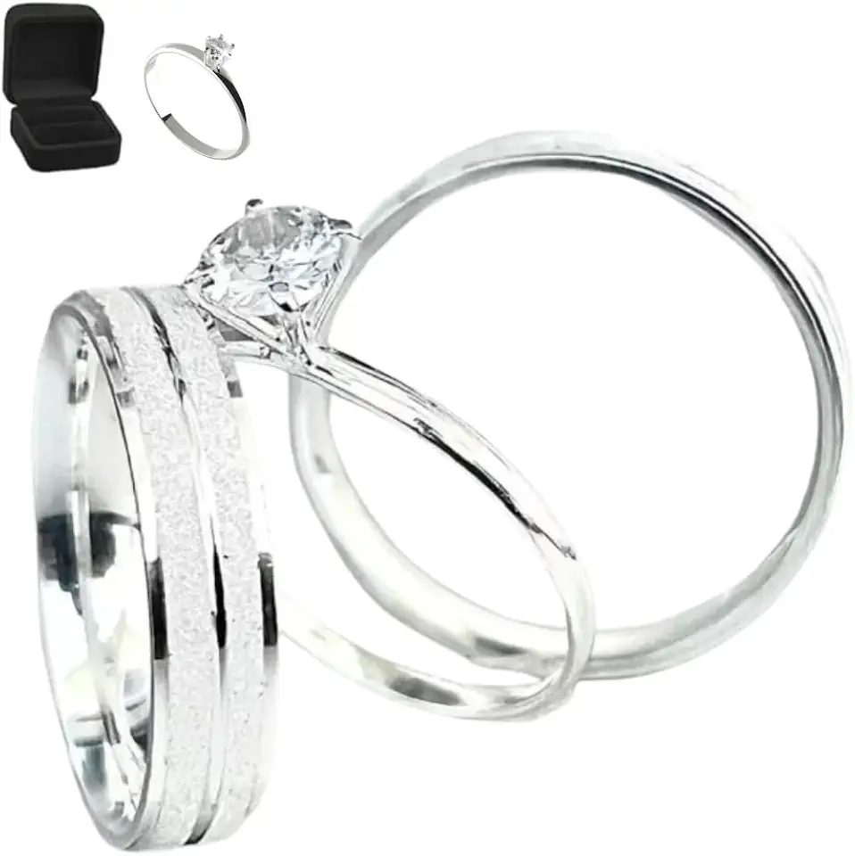 Par De Aliança Com Solitário Namoro Compromisso Elegant (4mm)
