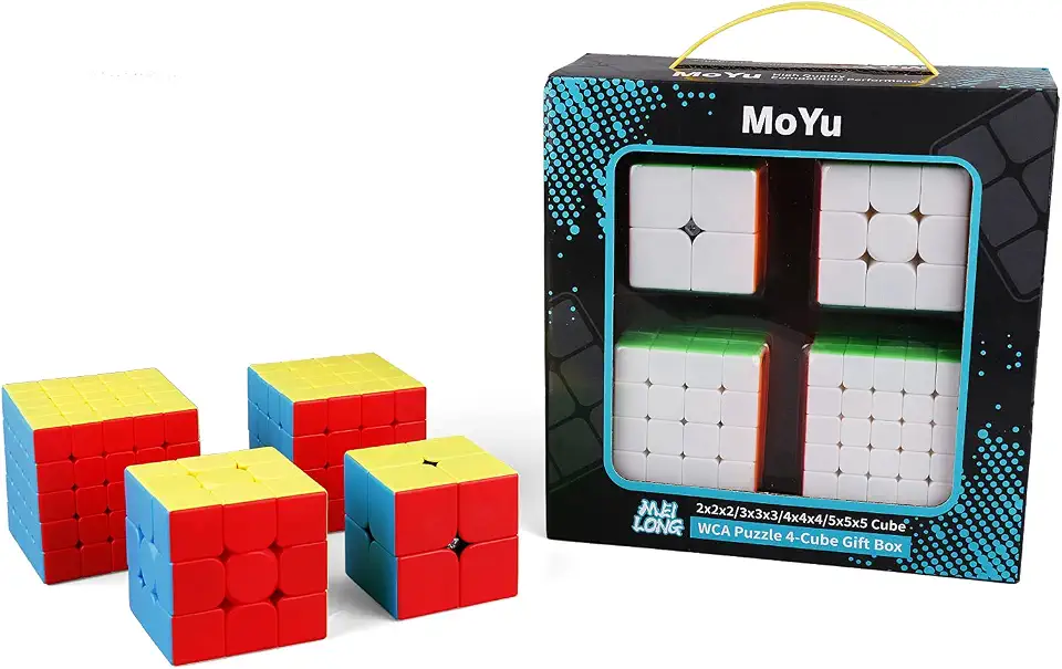 Box Cubo Mágico Moyu 2x2x2 + 3x3x3 + 4x4x4 + 5x5x5 Stickerless