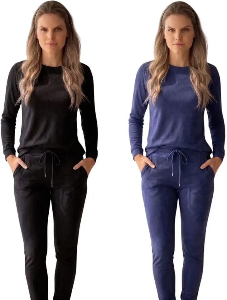 Pijama Longo Conjunto Feminino Jogger Blusa Calça Conforto Cintura Médiatecido Leve Noite Dormi