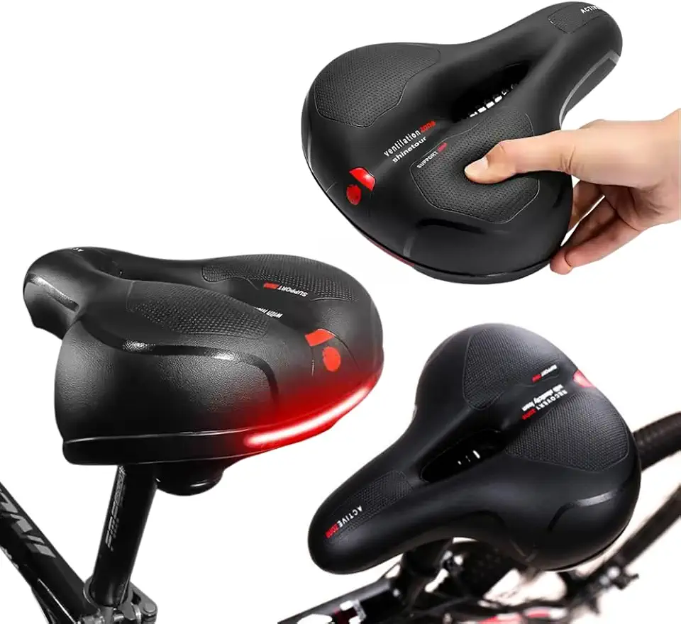 Selim de Bicicleta Ergonômico, Active Zone com Furo Central, Compatível com Bicicleta Ergométrica e Spinning, Almofadado, Preto