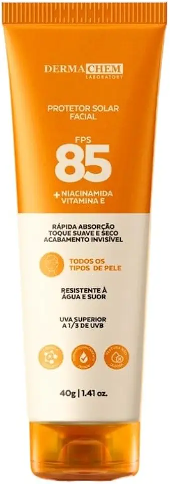 Protetor Solar Facial Dermachem FPS 85-40g - Alta Proteção para Pele Oleosa, Não Comedogênico, Custo-benefício