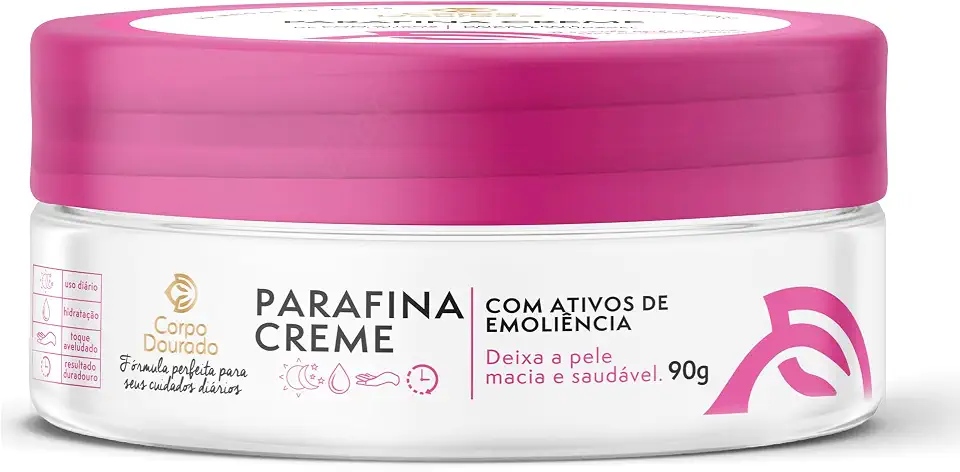 Parafina Creme Corpo Dourado com Ativos de Emoliência Pele Macia e Saudável 90g