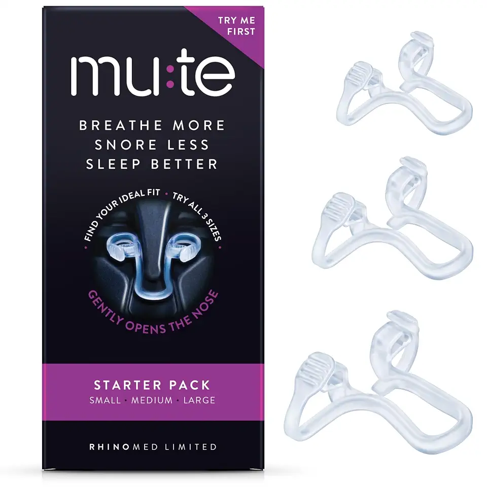 Rhinomed Solução antironco silenciosa, dilatador nasal para redução do ronco, respiração melhor, auxílio para dormir, ventilação nasal confortável