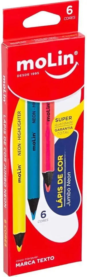 Lápis Marca Texto, Molin, 086471, 6 Cores Neon