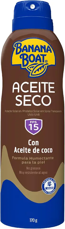Banana Boat Bronzeador Óleo Aerossol FPS 15 170ml | Com Cenoura e Óleo de Coco | Proteção Solar Moderada e Pele Hidratada