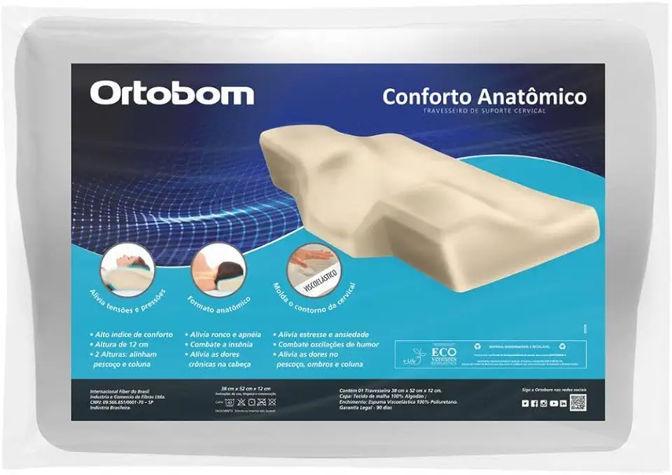 Travesseiro Nasa Cervical Conforto Anatômico Ortopédico - Ortobom