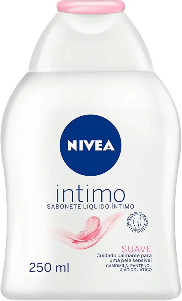 NIVEA Sabonete Líquido Íntimo Suave 250ml, Limpeza Delicada, Mantém pH Natural, Extrato de Camomila, Cuidado Calmante, Uso Diário