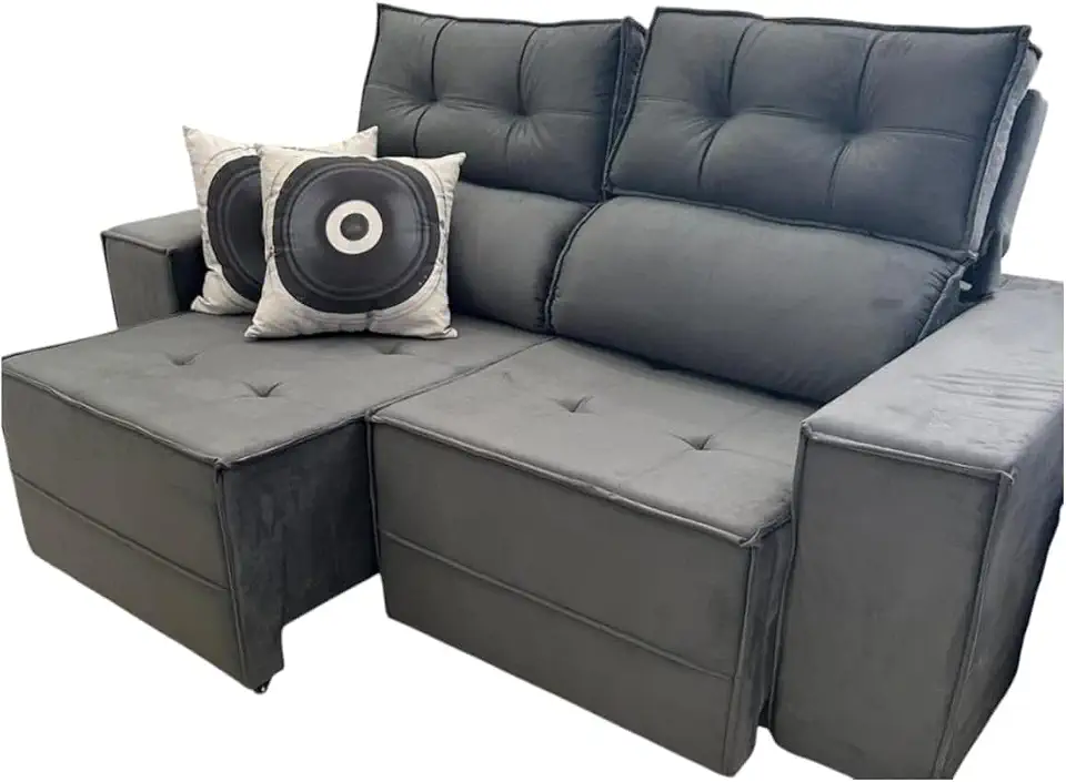 Sofá Retrátil e Reclinável New York Premium 2 m Cinza Chumbo/Grafite
