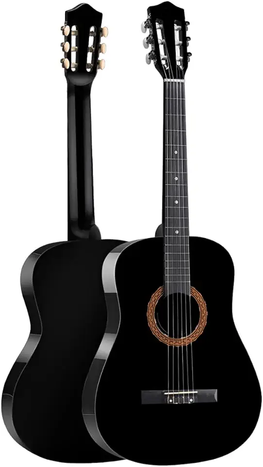 Violão Clássico 38 Polegadas, Corpo C-Type em Tília com Acabamento em ABS, Cordas de Nylon e Cavalete Resistente, Ideal para Iniciantes e Estudantes de Música (Preto)