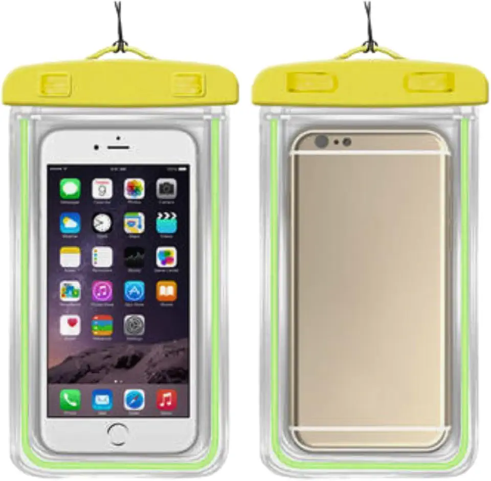 Capa Case para Celular a Prova D'Água Impermeável Transparente Universal Proteção Completa IPX8 Sensível ao Toque Ideal para Praia Trilhas Piscina Viagens (AMARELA)
