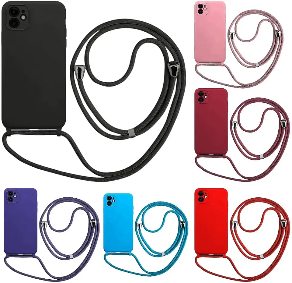 Case Capa Capinha Com Cordão Alça Para iPhone 12 NORMAL (ROXO)