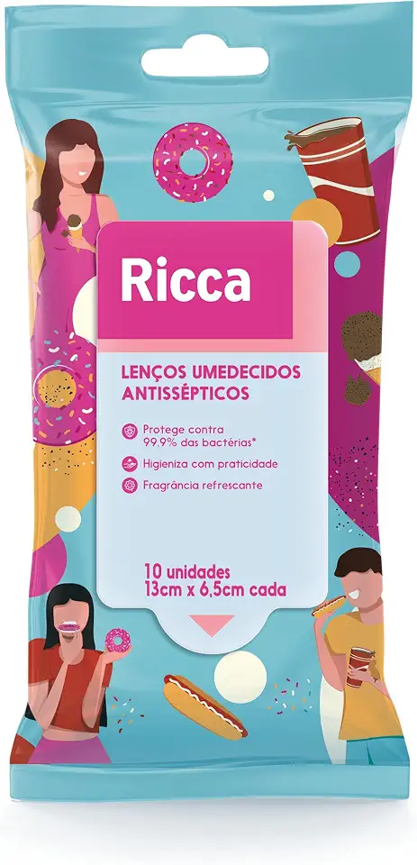 Ricca Lenços Umedecidos Antissépticos 10 unidades