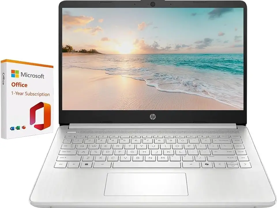 HP Laptop 14 (HD de 14 polegadas, Intel Celeron N4120, 16 GB de RAM, 256 GB de armazenamento (128 GB eMMC + cartão SD IST de 128 GB)) Escola e negócios, vida útil da bateria de 11,5 horas, escritório
