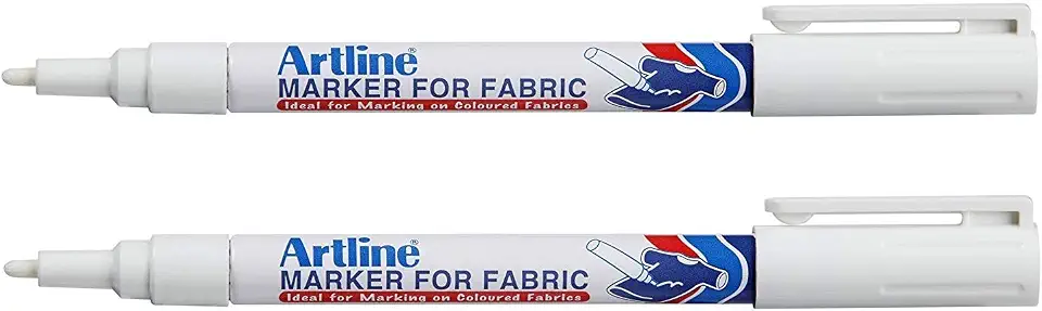 Artline Caneta marcadora de tecido permanente branca para roupas (2 marcadores)