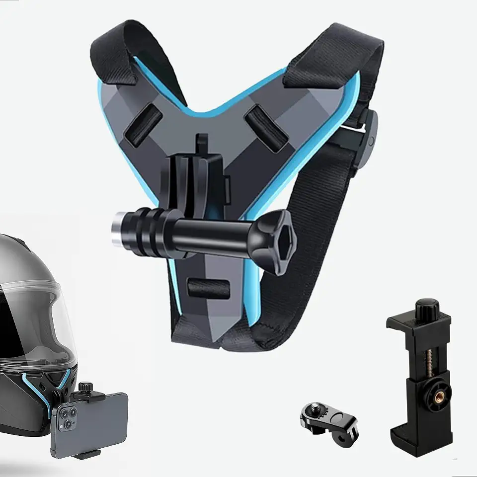 TechTrends Suporte Queixo Para Capacete Moto Câmera Ação Celular Ideal Para Filmar Trilhas Ciclismo Motocross Vídeos Realistas Com Estabilidade