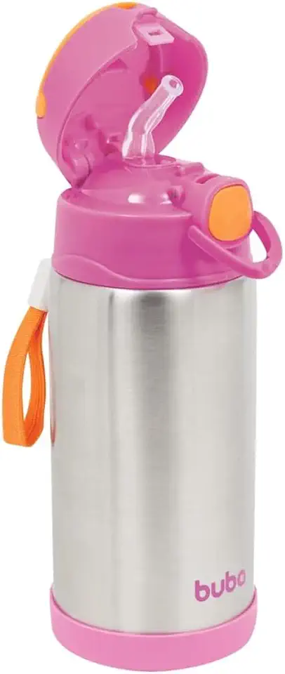 Garrafa Térmica Parede Dupla, Buba, Rosa, 400 ml