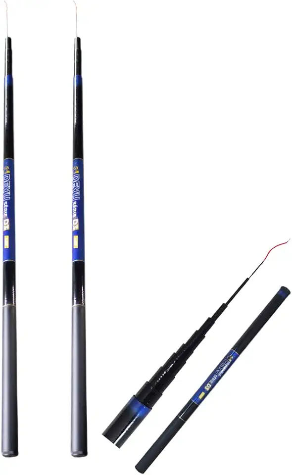Kit 2 Vara de Pesca Telescópica em Fibra de Vidro com Capa Protetora,de Mão Retrátil Caniço com 3 Metros a 5 Metros