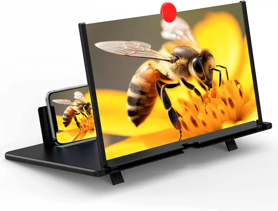 Lupa de tela de 12 polegadas – Ampliador de tela de celular HD 3D para filmes e vídeos – Suporte dobrável para celular com amplificador de tela compatível com todos os smartphones