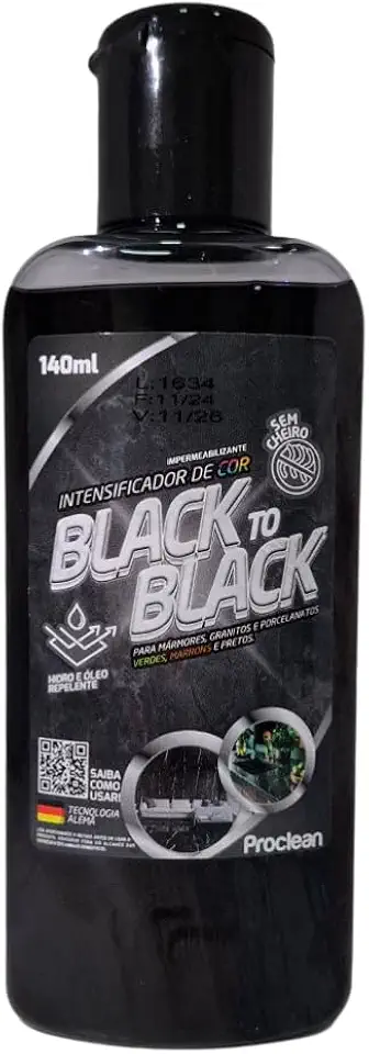 Revitalizador de Mármore e Granito Black To Black Limpa Granito 140ml – Restaura Brilho, Realça Cor e Renova Superfícies de Pedra