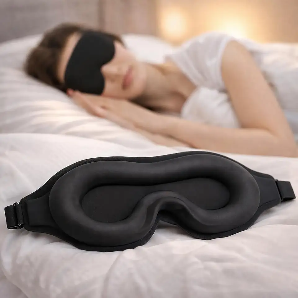 Máscara de Dormir Premium 3D Blackout Total Conforto Anatômico Tapa Olho Ajustável Para Sono Profundo Viagem Descanso Bloqueio De Luz