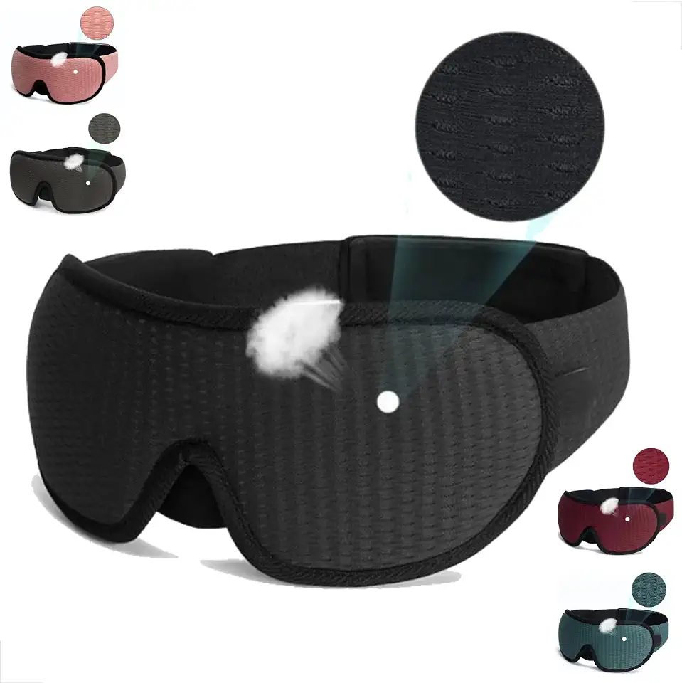 Máscara de Dormir 3D Tapa Olhos 100% Bloqueadora Luminosidade com alça ajustável Mascara de Sono (Preto Fosco)