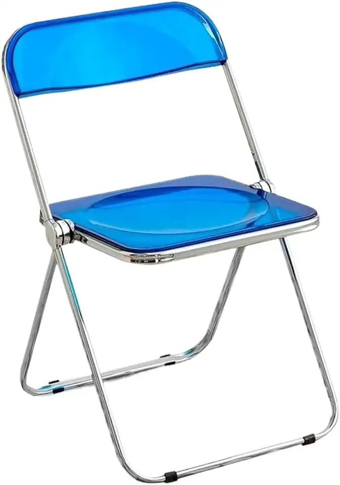 Cadeira Dobrável Transparente para Jantar Cozinha Varanda Aço Resistente até 130kg Moderna(Azul)