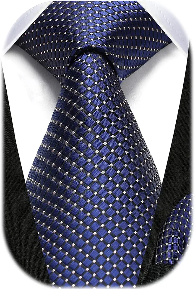 Gravatas masculinas de seda extra longa e bolso quadrado xadrez clássico xadrez 160 cm gravatas masculinas negócios